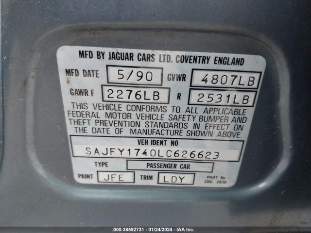 1990 JAGUAR XJ6 SAJFY1740LC626623 Photo 8