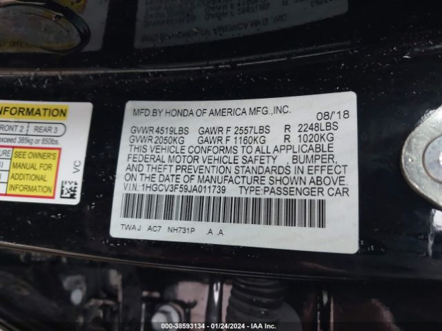 1HGCV3F59JA011739 Honda Accord Hybrid Ex-l