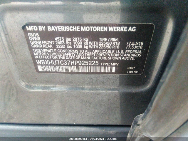 WBXHU7C37HP925225 BMW X1 Sdrive28i