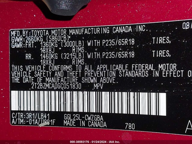 Lexus RX 350 2016 2T2BZMCA0GC051830 Image 9