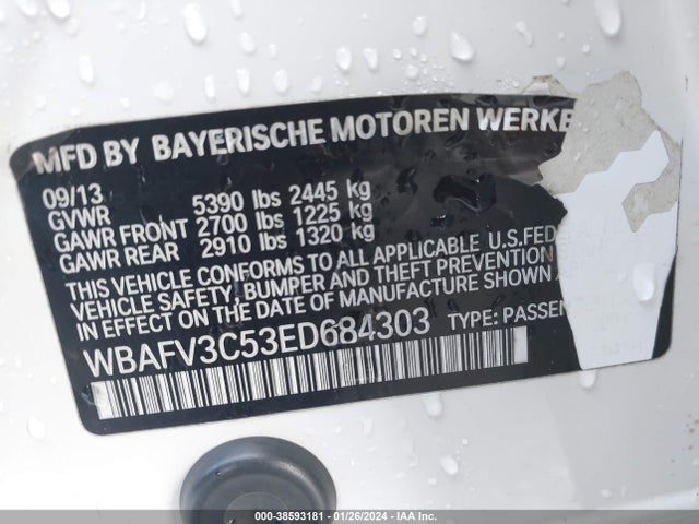 BMW 535d Xdrive 2014 WBAFV3C53ED684303 Image 9