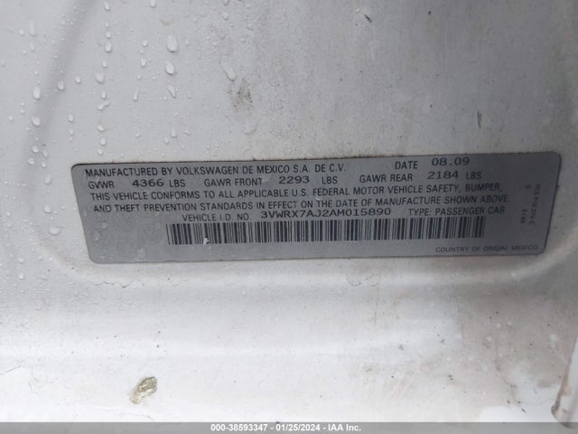 2010 VOLKSWAGEN JETTA SE VIN: 3VWRX7AJ2AM015890