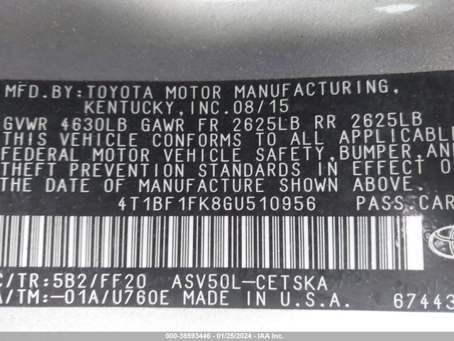 Toyota CAMRY SE 2016 4T1BF1FK8GU510956 Image 7