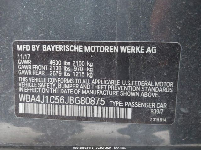WBA4J1C56JBG80875 BMW 430i Gran Coupe