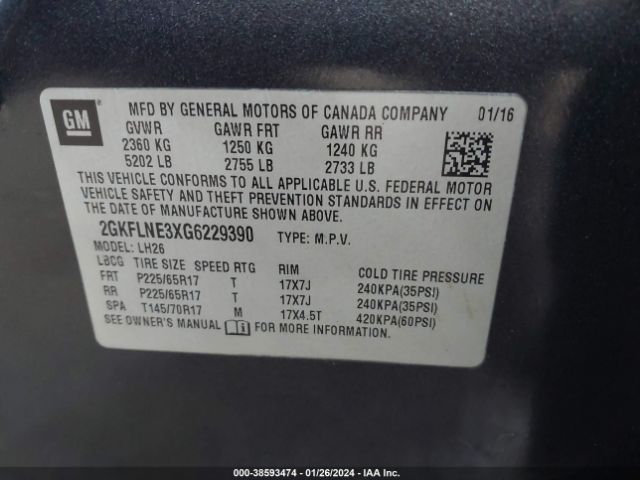 2GKFLNE3XG6229390 GMC Terrain Sle-2