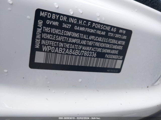 2011 PORSCHE CAYMAN WP0AB2A84BU780336 Photo 8