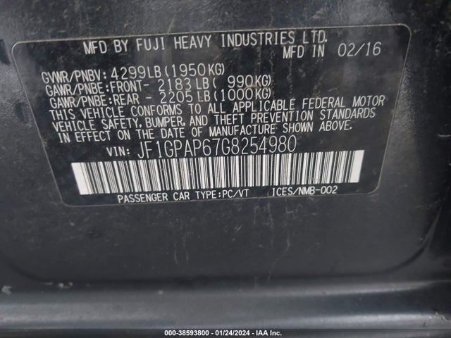 JF1GPAP67G8254980 Subaru Impreza 2.0i Sport Premium