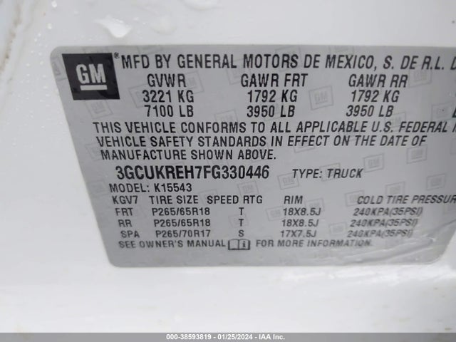 Chevrolet Silverado K1500 Lt 2015 3GCUKREH7FG330446 Image 9