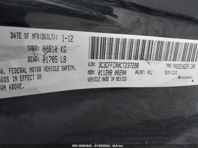 2012 FIAT 500 3C3CFFCR0CT237298 Photo 8