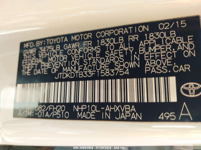 Toyota Prius C One 2015 JTDKDTB33F1583754 Image 9