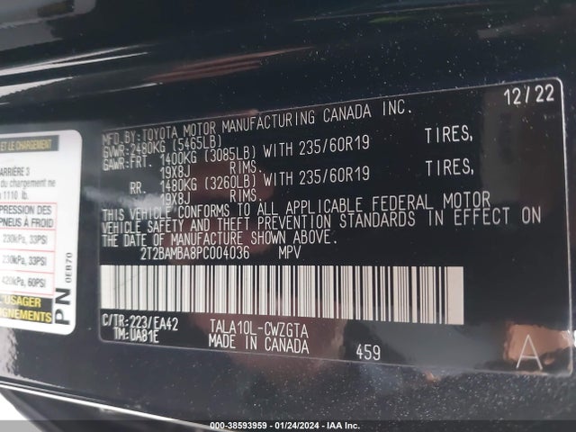 2T2BAMBA8PC004036 Lexus Rx 350 Premium