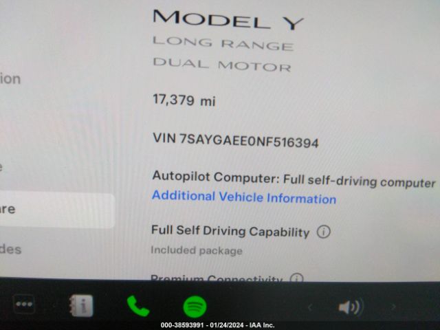 7SAYGAEE0NF516394 Tesla Model Y Long Range Dual Motor All-wheel Drive