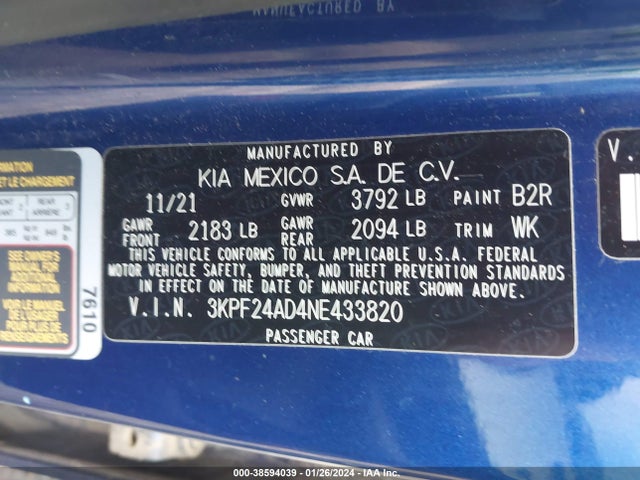 KIA Forte Lxs 2022 3KPF24AD4NE433820 Image 9