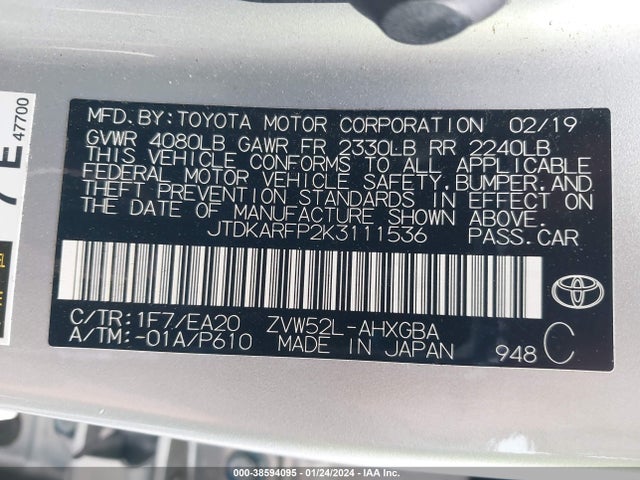 Toyota Prius Prime Premium 2019 JTDKARFP2K3111536 Image 9