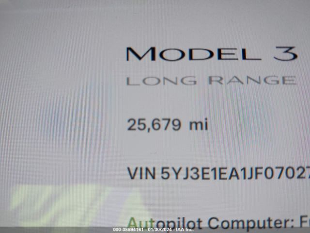 5YJ3E1EA1JF070275 Tesla Model 3 Long Range/mid Range