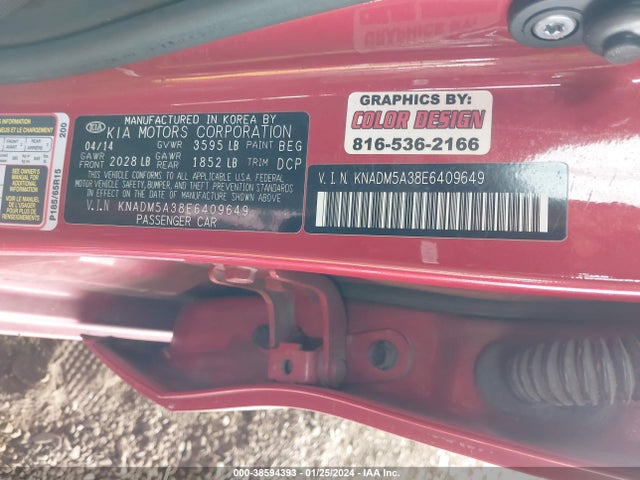2014 KIA RIO LX VIN: KNADM5A38E6409649
