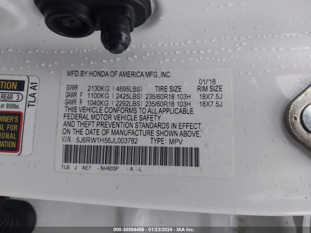 Honda CR-V EX 2018 5J6RW1H56JL003782 Image 9