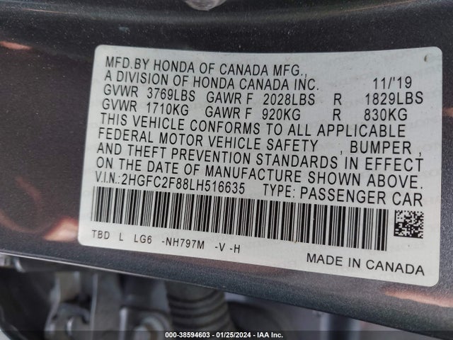 Honda Civic Sport 2020 2HGFC2F88LH516635 Image 9
