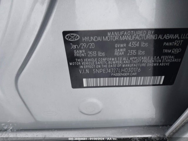 Hyundai Sonata Sel Plus 2020 5NPEJ4J27LH030176 Image 9