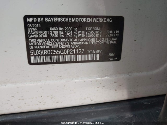 BMW X5 Xdrive35i 2016 5UXKR0C55G0P21137 Image 9