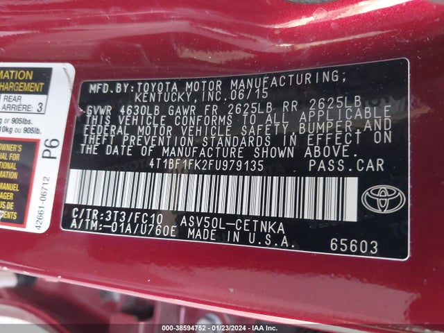 Toyota CAMRY LE 2015 4T1BF1FK2FU979135 Image 9