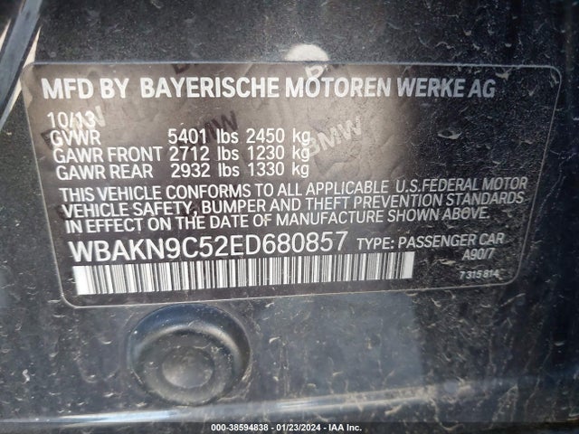 BMW 550i 2014 WBAKN9C52ED680857 Image 9