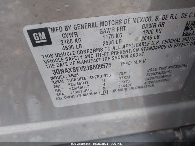 Chevrolet EQUINOX LT 2018 3GNAXSEV2JS609575 Image 9