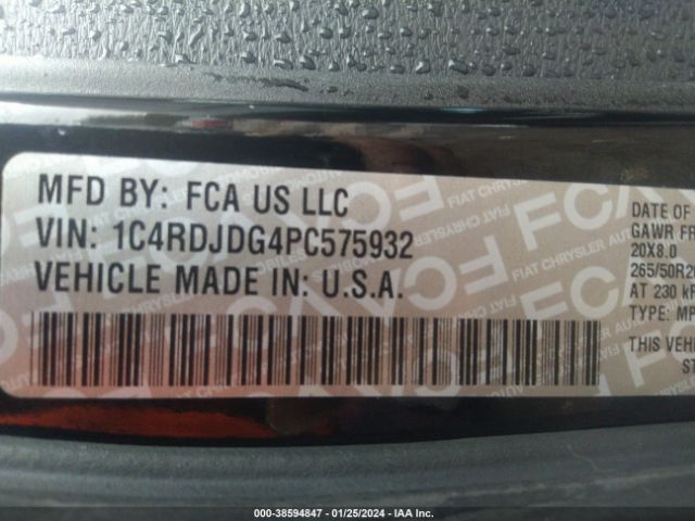 1C4RDJDG4PC575932 Dodge Durango Gt Plus Awd