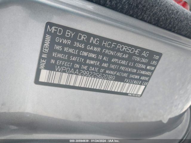 2002 PORSCHE 911 CARRERA WP0AA29922S620189 Photo 8