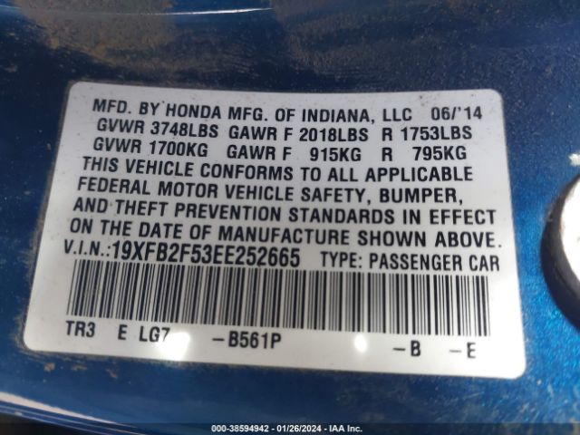 19XFB2F53EE252665 Honda Civic Lx