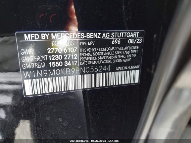 W1N9M0KB9PN056244 Mercedes-Benz Eqb 300 Suv 4matic