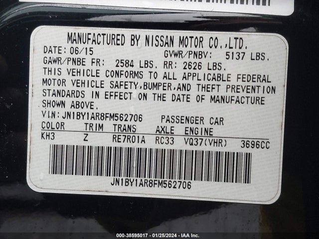 Infiniti Q70 3.7x 2015 JN1BY1AR8FM562706 Image 9