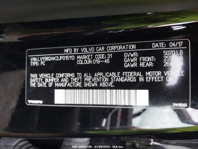 LVY982AK2JP015113 Volvo b4204ts(mp)