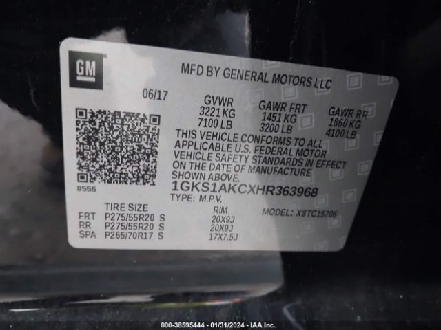 1GKS1AKCXHR363968 GMC YUKON SLE