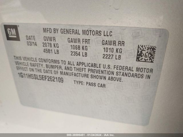 1G11H5SL5EF262109 Chevrolet Malibu 1lz
