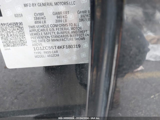 Chevrolet Malibu 1fl 2019 1G1ZC5ST4KF180319 Image 9