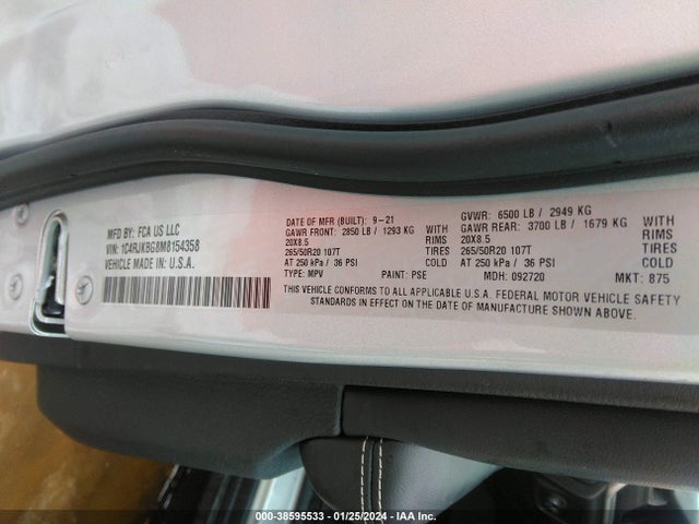 1C4RJKBG8M8154358 Jeep Grand Cherokee L Limited 4x4