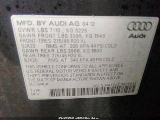 2012 AUDI Q7 WA1LMAFE9CD009345 Photo 8