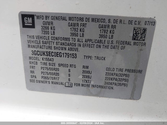 Chevrolet Silverado 1500 2lz 2014 3GCUKSEC0EG179153 Image 9