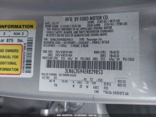 3LN6L2G94ER829853 Lincoln MKZ