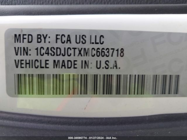 1C4SDJCTXMC663718 Dodge Durango R/t Awd