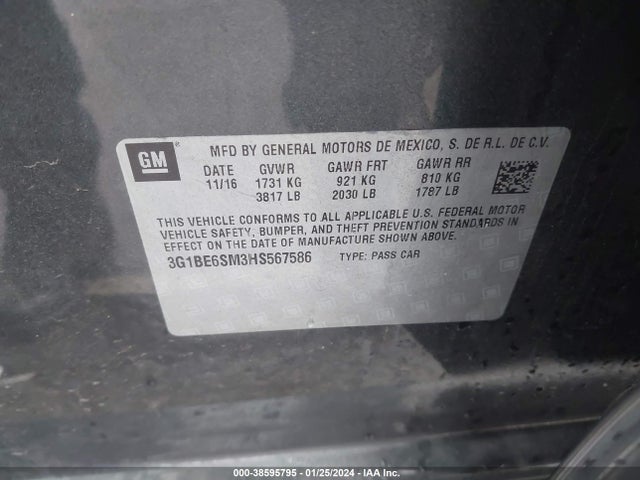 Chevrolet Cruze Lt Auto 2017 3G1BE6SM3HS567586 Image 9