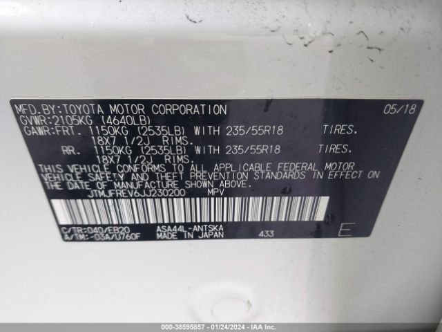 JTMJFREV6JJ230200 Toyota RAV4 SE