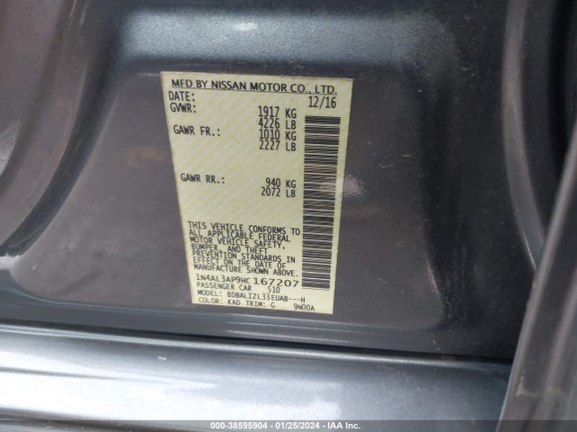 Nissan Altima 2.5 Sv 2017 1N4AL3AP9HC167207 Image 9