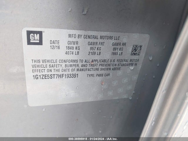 Chevrolet MALIBU 1LT 2017 1G1ZE5ST7HF193391 Image 9