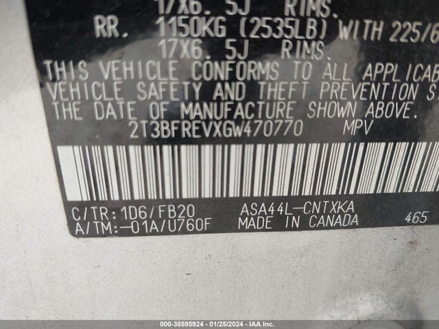 Toyota RAV4 LE 2016 2T3BFREVXGW470770 Image 9