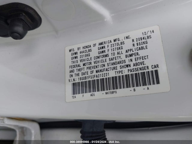 19UUB1F50FA010231 Acura TLX TECH