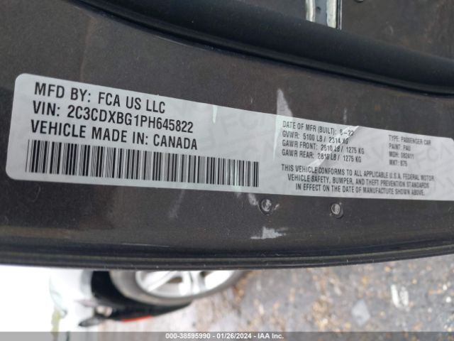 2C3CDXBG1PH645822 Dodge Charger Sxt