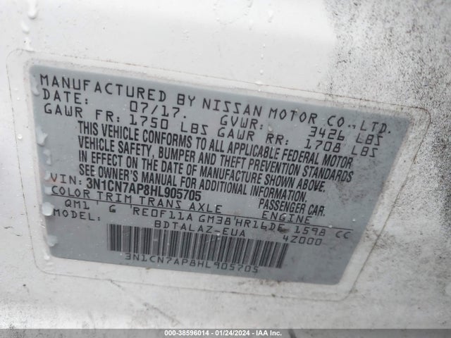 Nissan Versa 1.6 S+ 2017 3N1CN7AP8HL905705 Image 9