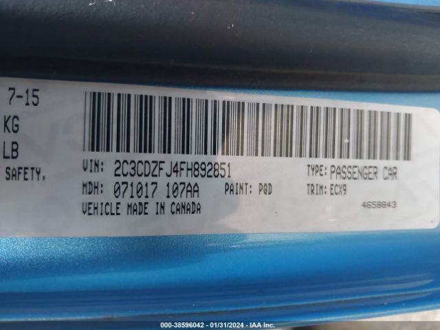 2C3CDZFJ4FH892851 Dodge Challenger R/t Scat Pack